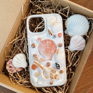 handmade seashell phone case | ocean inspired iphone case | coastal aesthetic phone cover | shell phone accessory gift