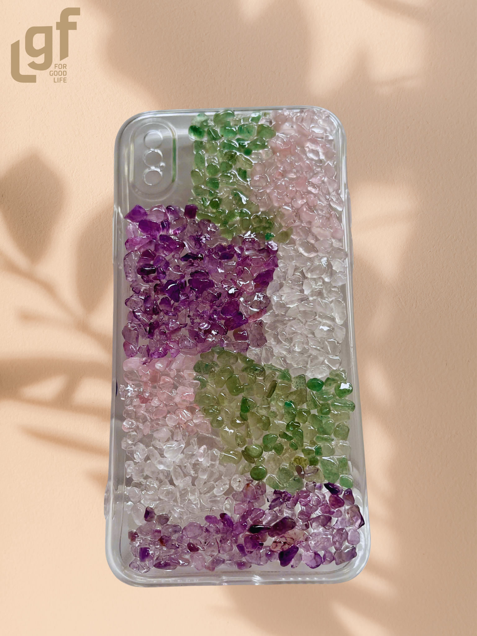 natural gemstone glow phone case