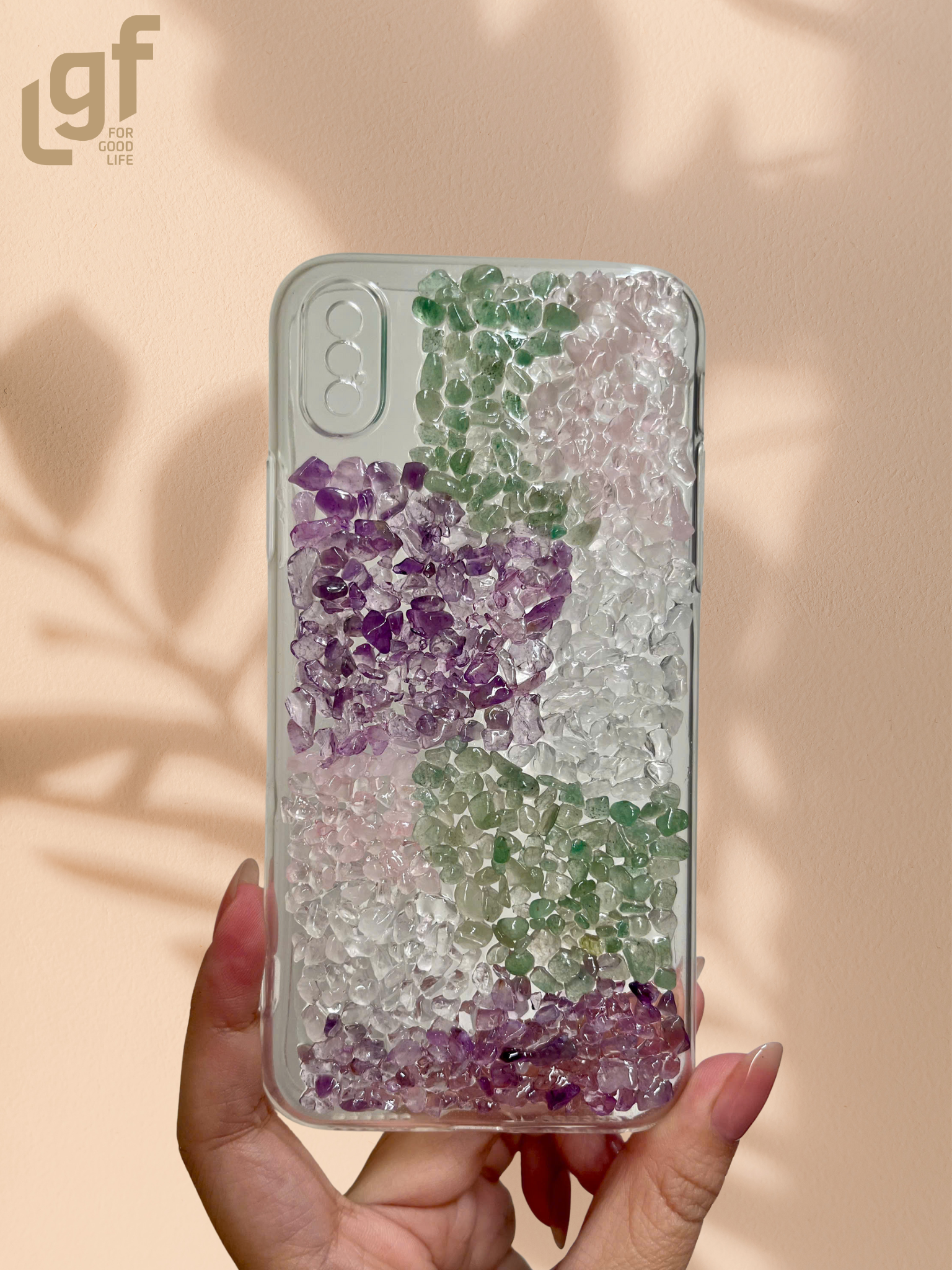 natural gemstone glow phone case